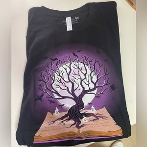 TeeTurtle Unisex Tree of Life with a Violet Sky Black Graphic Shirt, L